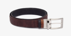Ceinture vegan en liège noir-marron réversible